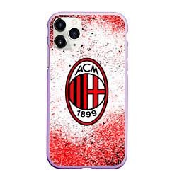 Чехол iPhone 11 Pro матовый Ac milan красно черные брызги