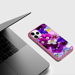 Чехол iPhone 11 Pro матовый CHARMING PANSIES, цвет: 3D-малиновый — фото 2
