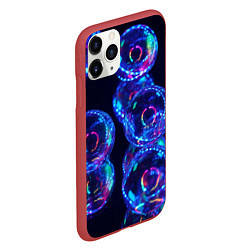 Чехол iPhone 11 Pro матовый Неоновые сюрреалистичные пузыри - Синий, цвет: 3D-красный — фото 2
