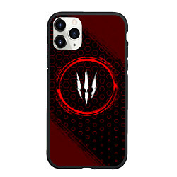 Чехол iPhone 11 Pro матовый Символ The Witcher и краска вокруг на темном фоне, цвет: 3D-черный