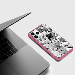 Чехол iPhone 11 Pro матовый Тяжёлый труд в подземелье pattern, цвет: 3D-малиновый — фото 2