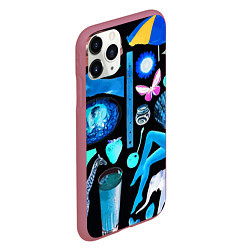 Чехол iPhone 11 Pro матовый Underground pattern Fashion 2099, цвет: 3D-малиновый — фото 2