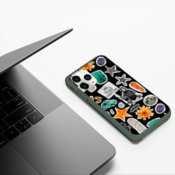 Чехол iPhone 11 Pro матовый Underground pattern We shall overcome, цвет: 3D-темно-зеленый — фото 2