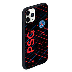 Чехол iPhone 11 Pro матовый Psg красные синие чёрточки, цвет: 3D-черный — фото 2