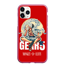 Чехол iPhone 11 Pro матовый ЛУФФИ 5 ГИР ONE PIECE На луне, цвет: 3D-малиновый