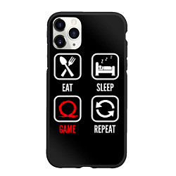 Чехол iPhone 11 Pro матовый Eat, Sleep, God of War, Repeat, цвет: 3D-черный