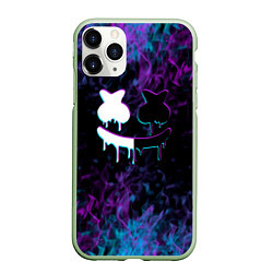 Чехол iPhone 11 Pro матовый Marshmello neon пламя