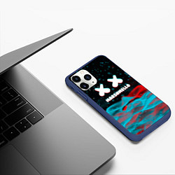 Чехол iPhone 11 Pro матовый Marshmello logo крапинки, цвет: 3D-тёмно-синий — фото 2