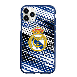Чехол iPhone 11 Pro матовый Real madrid Реал Мадрид краски, цвет: 3D-тёмно-синий