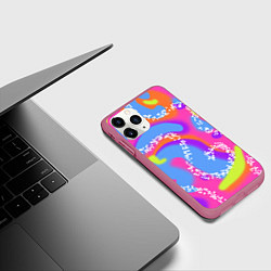 Чехол iPhone 11 Pro матовый Барби и Кен паттерн костюм, цвет: 3D-малиновый — фото 2