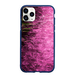 Чехол iPhone 11 Pro матовый Неоновые волны на воде - Розовый