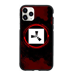 Чехол iPhone 11 Pro матовый Символ Rust и краска вокруг на темном фоне