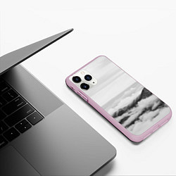 Чехол iPhone 11 Pro матовый Горы и туман, цвет: 3D-розовый — фото 2