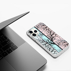 Чехол iPhone 11 Pro матовый Абстрактный узор tree branches, цвет: 3D-белый — фото 2