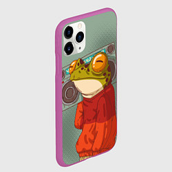 Чехол iPhone 11 Pro матовый Лягуха с мафоном, цвет: 3D-фиолетовый — фото 2