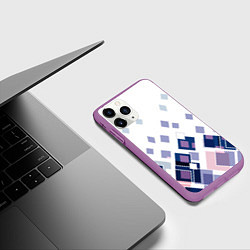 Чехол iPhone 11 Pro матовый Геометрический узор в бело-синий тонах, цвет: 3D-фиолетовый — фото 2