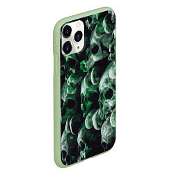 Чехол iPhone 11 Pro матовый Множество черепов во тьме - Зелёный, цвет: 3D-салатовый — фото 2