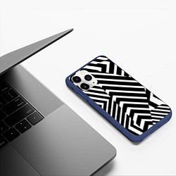 Чехол iPhone 11 Pro матовый Минималистический геометрический паттерн, цвет: 3D-тёмно-синий — фото 2