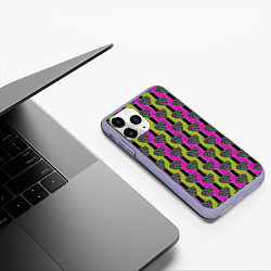 Чехол iPhone 11 Pro матовый Striped multicolored pattern Сердце, цвет: 3D-светло-сиреневый — фото 2