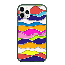 Чехол iPhone 11 Pro матовый Разноцветные волны Летний паттерн