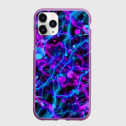 Чехол iPhone 11 Pro матовый НЕОНОВЫЕ - КРАСКИ - МОЛНИИ, цвет: 3D-фиолетовый