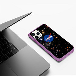 Чехол iPhone 11 Pro матовый Самое четкое изображение ранней Вселенной NASA Лог, цвет: 3D-фиолетовый — фото 2