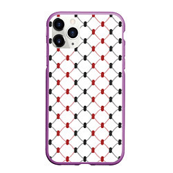 Чехол iPhone 11 Pro матовый Куфия - чёрно-красный узор в арабском стиле куфия, цвет: 3D-фиолетовый