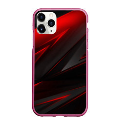 Чехол iPhone 11 Pro матовый Red and Black Geometry, цвет: 3D-малиновый