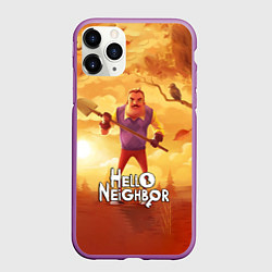 Чехол iPhone 11 Pro матовый Hello Neighbor Привет сосед Сосед с лопатой, цвет: 3D-фиолетовый