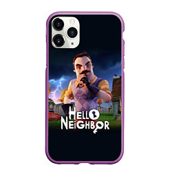 Чехол iPhone 11 Pro матовый Hello Neighbor игра Привет сосед, цвет: 3D-фиолетовый