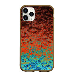 Чехол iPhone 11 Pro матовый Turquoise brown abstract marble pattern, цвет: 3D-коричневый