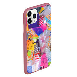 Чехол iPhone 11 Pro матовый Patchwork quilt Fashion trend, цвет: 3D-малиновый — фото 2