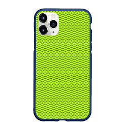 Чехол iPhone 11 Pro матовый Зеленые абстрактные линии, цвет: 3D-тёмно-синий
