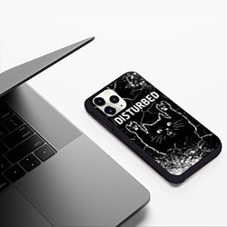 Чехол iPhone 11 Pro матовый Группа Disturbed и Рок Кот, цвет: 3D-черный — фото 2