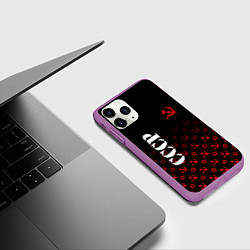 Чехол iPhone 11 Pro матовый Серп и молот - ссср - паттерн, цвет: 3D-фиолетовый — фото 2