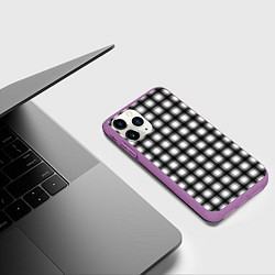 Чехол iPhone 11 Pro матовый Black and white trendy checkered pattern, цвет: 3D-фиолетовый — фото 2