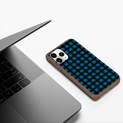 Чехол iPhone 11 Pro матовый Black and blue plaid, цвет: 3D-коричневый — фото 2