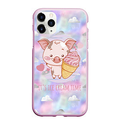 Чехол iPhone 11 Pro матовый Время мороженого, цвет: 3D-розовый