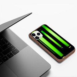 Чехол iPhone 11 Pro матовый Абстрактные неоновые колбы с кислотой - Зелёный, цвет: 3D-коричневый — фото 2