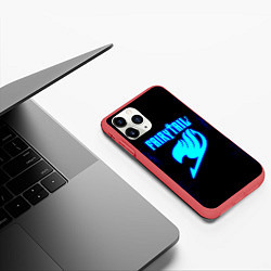 Чехол iPhone 11 Pro матовый Хвост феи - синяя текстура, цвет: 3D-красный — фото 2