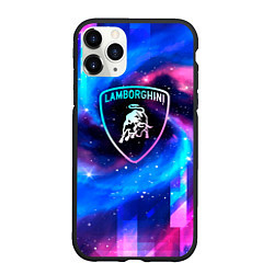 Чехол iPhone 11 Pro матовый Lamborghini Неоновый Космос