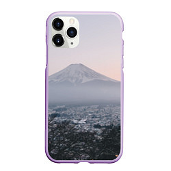 Чехол iPhone 11 Pro матовый Туманные горы и деревья утром, цвет: 3D-сиреневый
