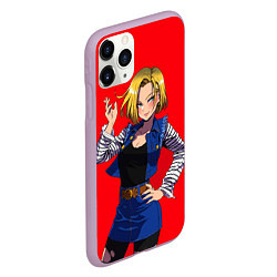 Чехол iPhone 11 Pro матовый Андроид 18 Вайфу Dragon ball, цвет: 3D-сиреневый — фото 2