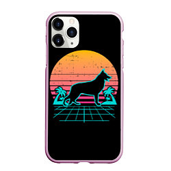 Чехол iPhone 11 Pro матовый Ретро Волк, цвет: 3D-розовый