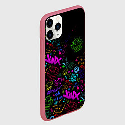 Чехол iPhone 11 Pro матовый League Of Legends неон - Arcane logo, цвет: 3D-малиновый — фото 2