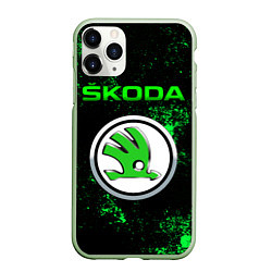 Чехол iPhone 11 Pro матовый SKODA - ЗЕЛЕНЫЕ БРЫЗГИ