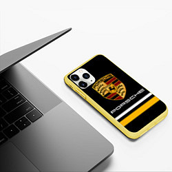 Чехол iPhone 11 Pro матовый PORSCHE - Две линии, цвет: 3D-желтый — фото 2