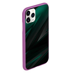 Чехол iPhone 11 Pro матовый Бирюзовый черный фон, цвет: 3D-фиолетовый — фото 2