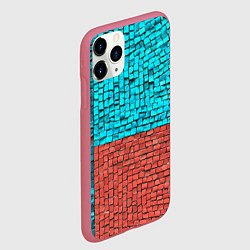 Чехол iPhone 11 Pro матовый Каменно-кирпичная броня - Оранжевый, цвет: 3D-малиновый — фото 2