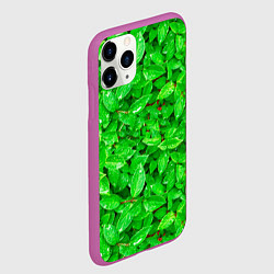 Чехол iPhone 11 Pro матовый Зелёные листья - текстура, цвет: 3D-фиолетовый — фото 2